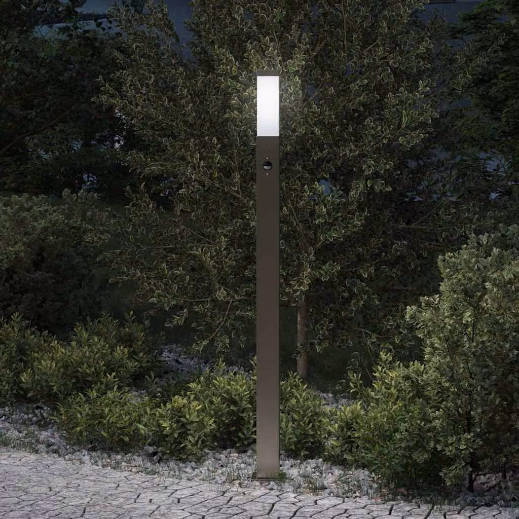 vidaXL Lampada a paletto con sensore di movimento in acciaio inox color argento, Altezza: 110 cm, IP44