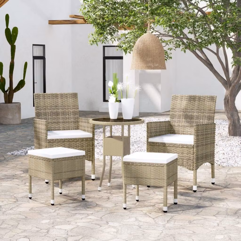 Maison Exclusive - Set da giardino da 5 pezzi in rattan sintetico beige