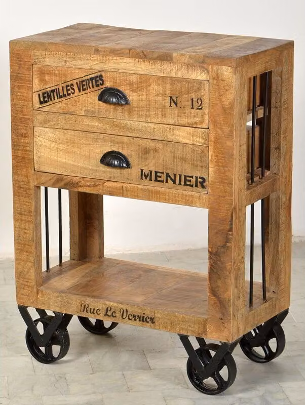 Mobili Sit, cassettiera RUSTIC, finitura naturale anticata con finiture in nero anticato, 1956-04