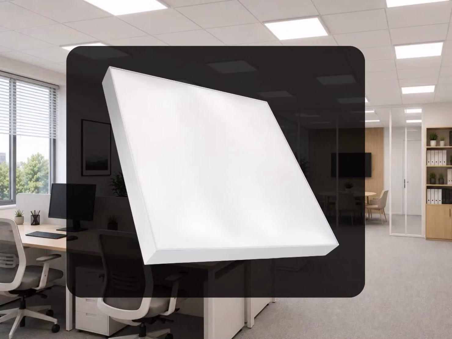 Pannello a LED retroilluminato, potenza 40W, dimensioni 600x600, temperatura di colore regolabile, colore bianco, indice di abbagliamento UGR19 - PL531