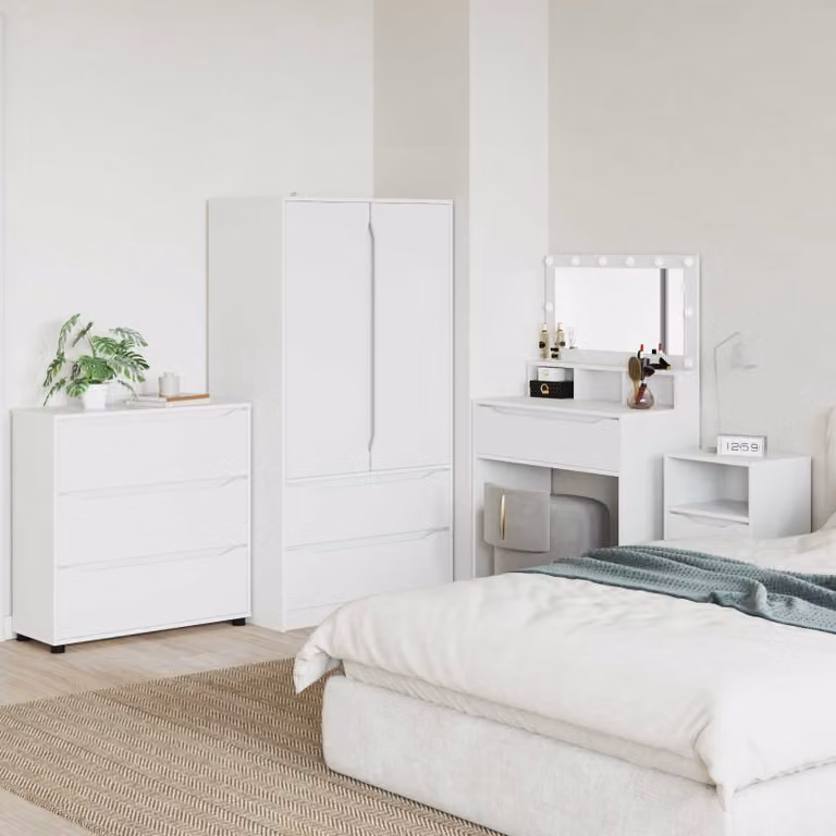 Armadio vidaXL Bianco con Ante a Battente e Cassetti Interni in MDF L 80 x P 31 x H 81 cm