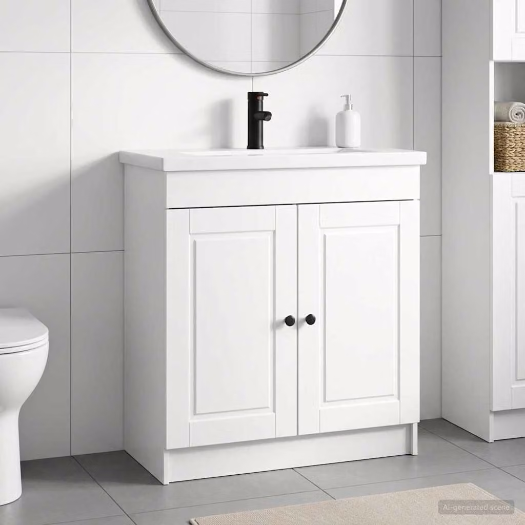 Set di mobili per il bagno vidaXL moderno bianco lucido L: 78,5 cm, P: 37,5 cm, H: 81 cm