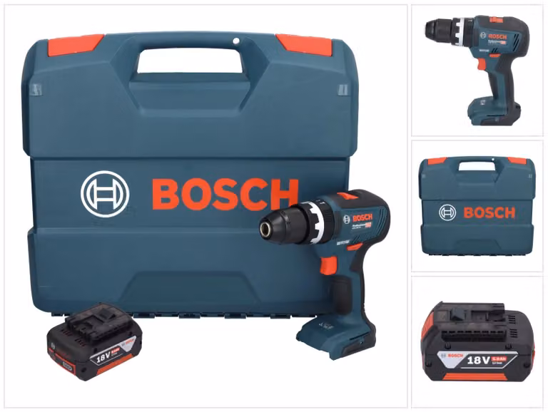 Bosch GSB 18V-55 Trapano a percussione professionale a batteria 18 V 55 Nm brushless + 1x batteria ricaricabile 5,0 Ah + valigetta - senza caricabatterie