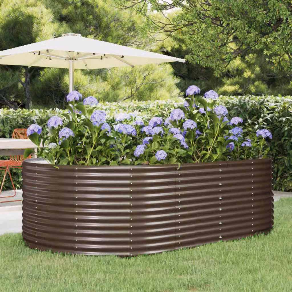 Letto da giardino rialzato vidaXL in acciaio zincato marrone L: 212 cm, P: 140 cm, H: 68 cm