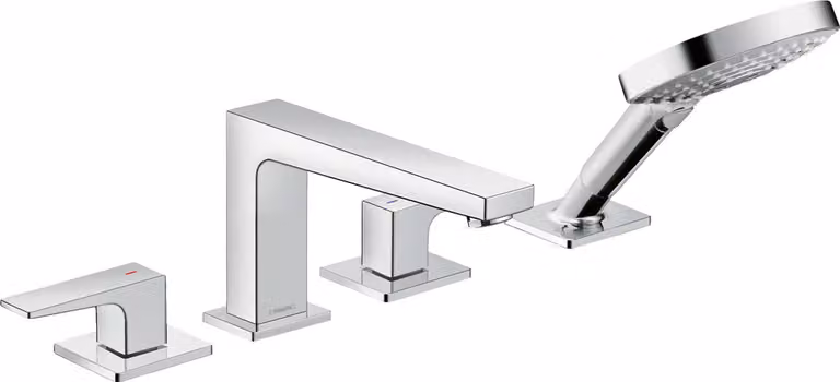 hansgrohe Metropol Mitigeur monocommande de baignoire 4 trous, béqu'illes, saillie 196mm, 32552000, 32552000