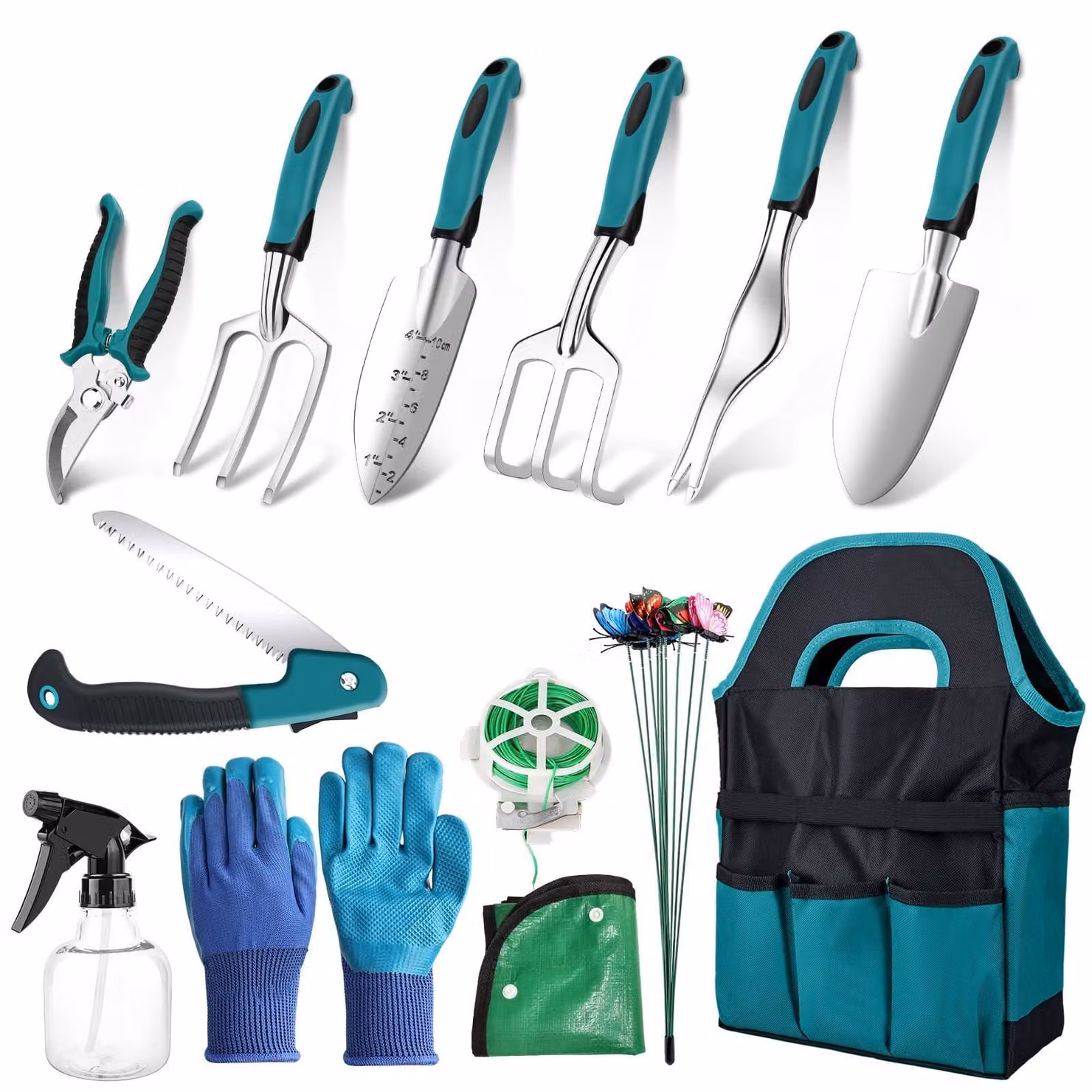Set di 22 utensili da giardino in alluminio