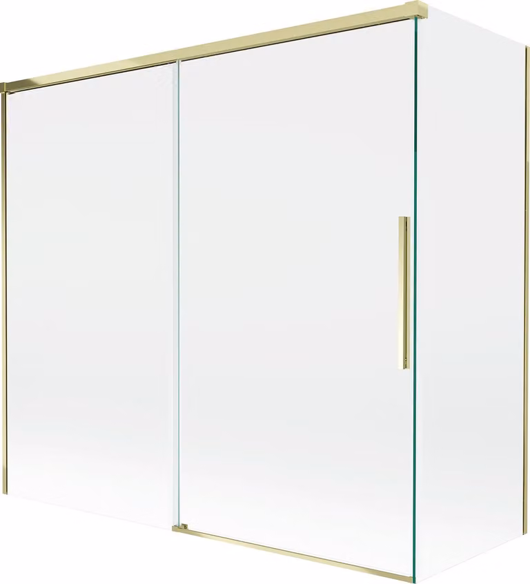 Mexen Rox paratia da vasca da bagno a 2 ante scorrevoli 170 + 75 x 150 cm, trasparente, dorato - 8C9-170-075-50-00