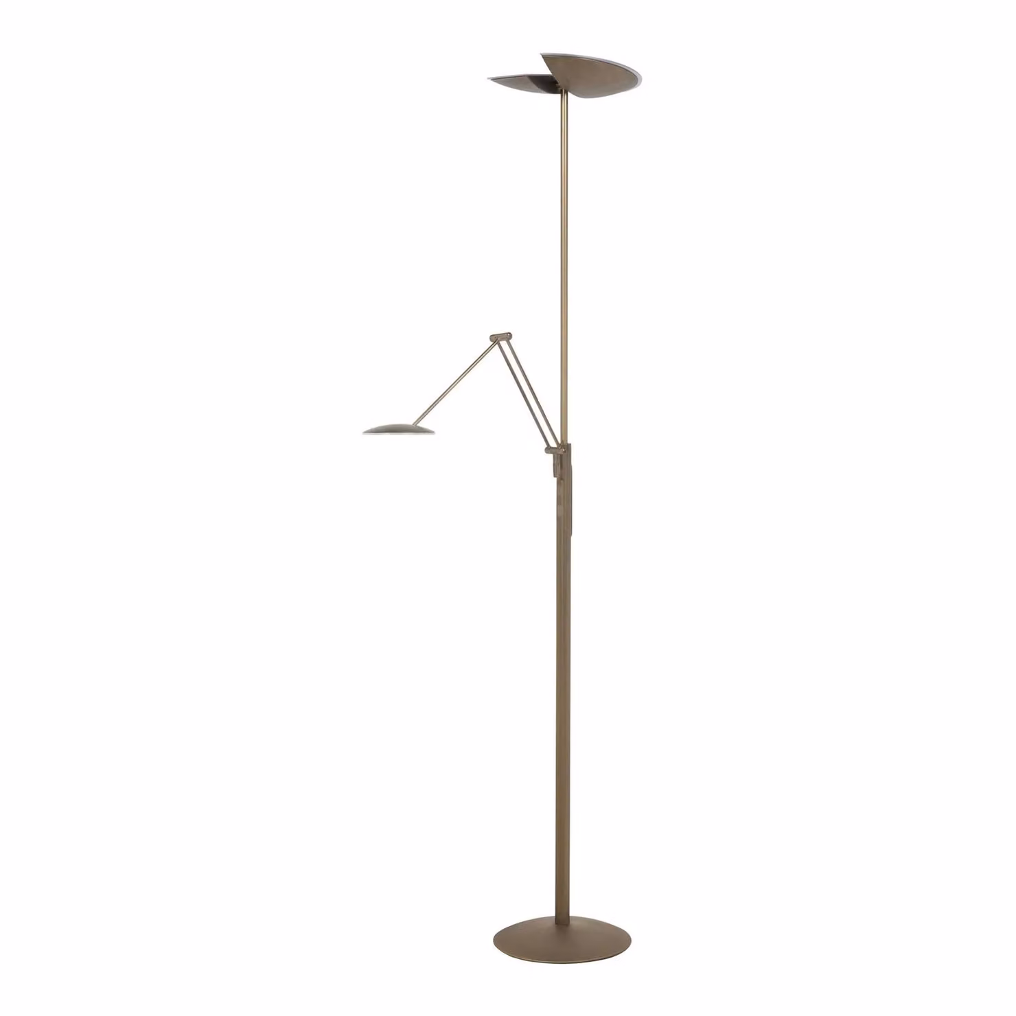 HighLight Lampada da terra con luce lettura Sapporo, dimmerabile, Bronzo / Ottone antico, Soggiorno / Sala da pranzo, Metallo, Moderno, Lampada LED da terra