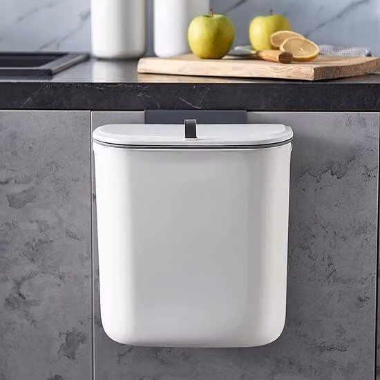 Contenitore per rifiuti Famanu con coperchio - 10L, da montare a parete, resistente all'acqua