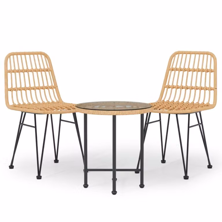 Set da Pranzo da Giardino 3 pz in Polyrattan