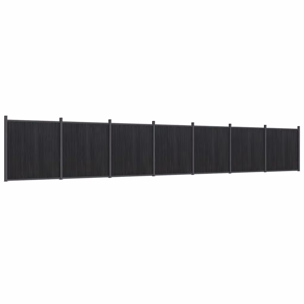vidaXL Pannello di Recinzione in WPC e Alluminio Grigio L: 1218 cm, H: 186 cm – 2