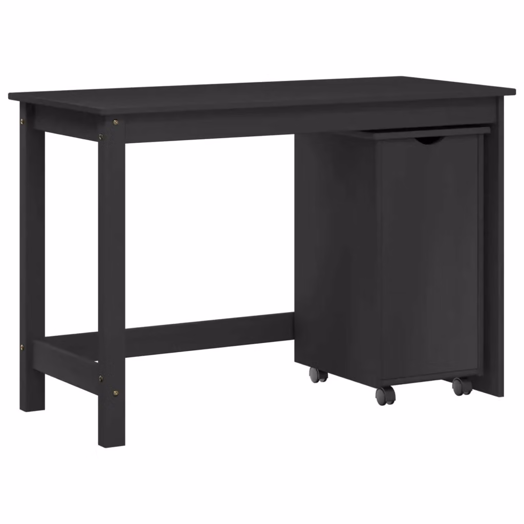Set di Scrivania e Armadietto con Cassetti vidaXL in Legno di Pino, Grigio e Nero, per Home Office Moderno – 2