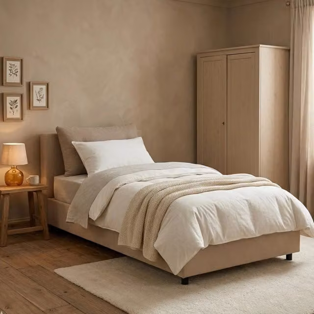 Letto Singolo Albiate Talamo Italia con Materasso Incluso, Grigio Tortora, con Contenitore a Sollevamento