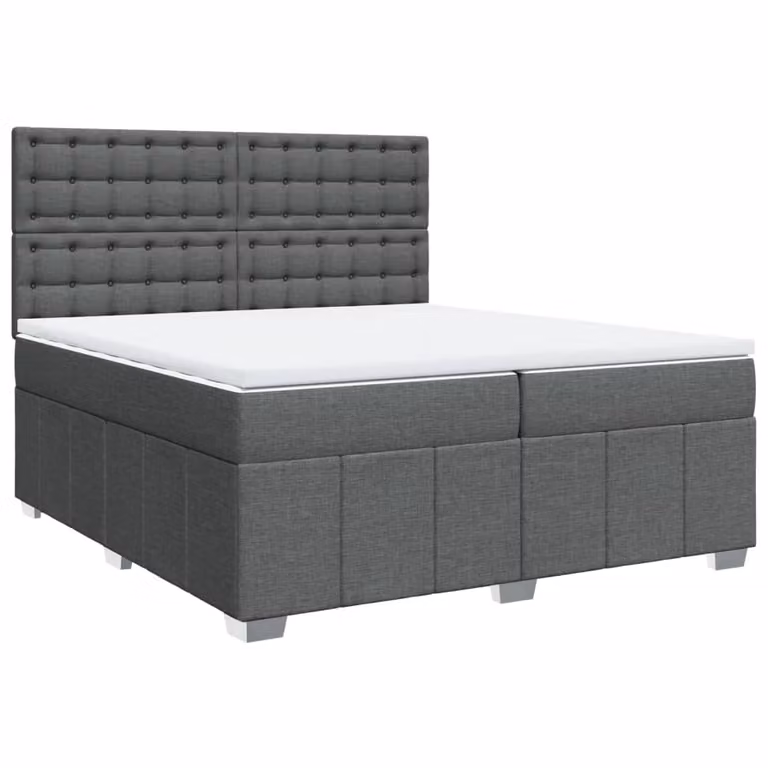 Giroletto a Molle con Materasso Grigio Scuro 200x200 cm Tessuto