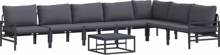 Set Divano da Giardino con cuscino 8 pcs Nero Acciaio