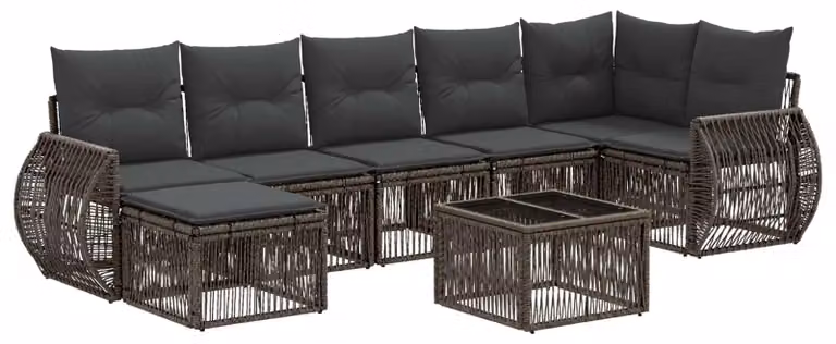 Set Divano da Giardino 8 pcs Grigio e Grigio Scuro polyrattan