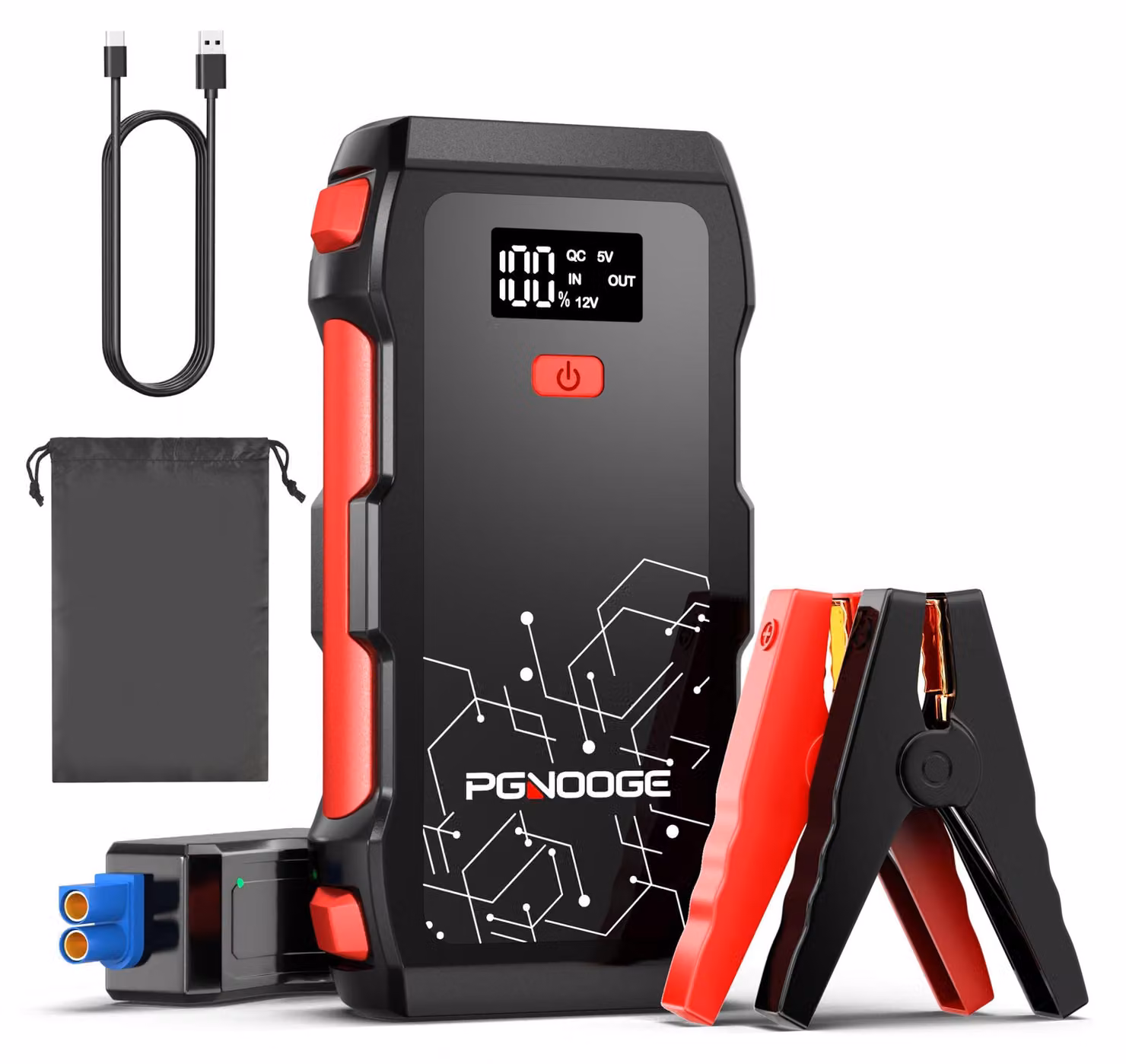 Avviatore di emergenza per auto - 6000A di corrente di picco - capacità di 26800 mAh - 12 Volt - batteria al litio-polimero