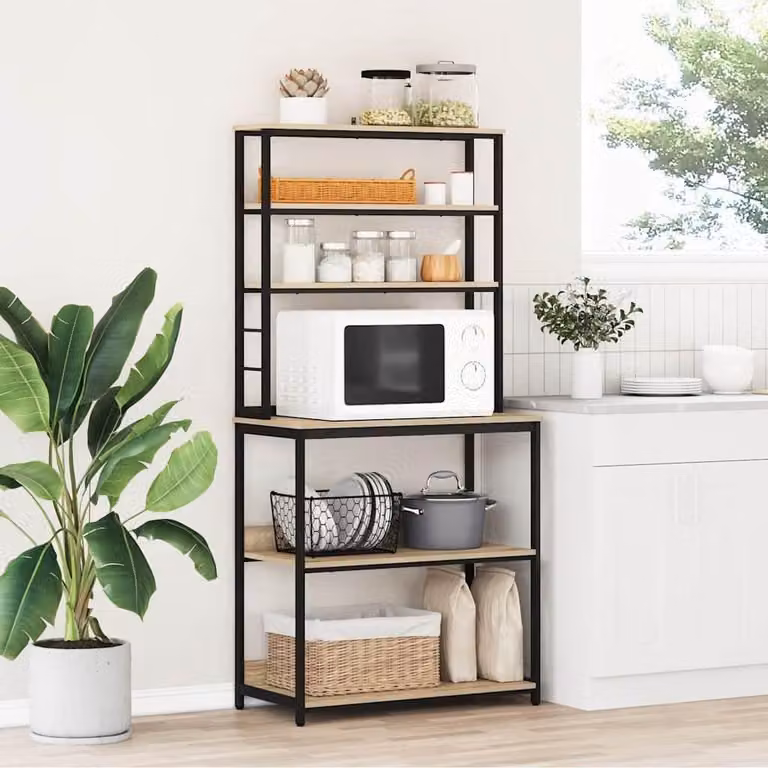 Ripiano industriale per cucina con 5 scaffali