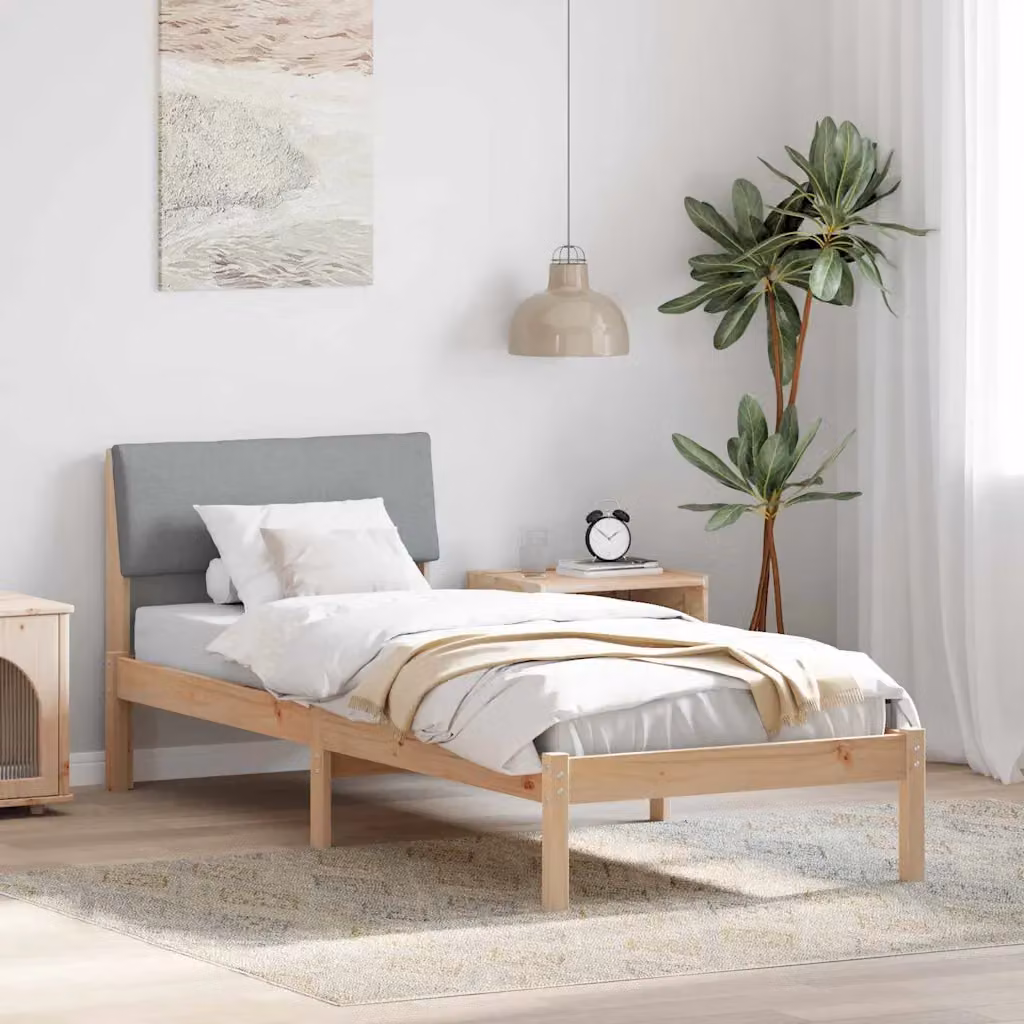 vidaXL Struttura del letto moderno in legno di pino, marrone e grigio chiaro, 80 x 200 cm