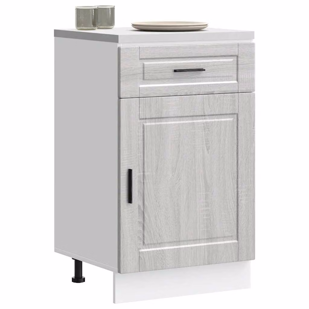 Base da cucina moderna vidaXL Porto Grigio Sonoma in legno multistrato e MDF, L: 46 cm, P: 50 cm, H: 81,5 cm