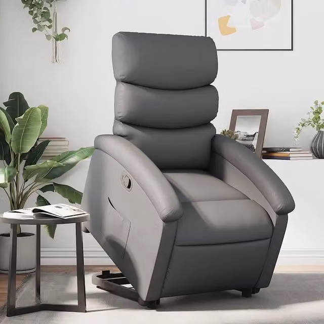 Divano Sedia-Poltrona Alzapersona Reclinabile Grigio in Similpelle 659246