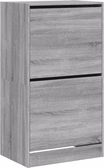 Scarpiera moderna a parete con 2 scomparti a ribalta grigio opaco per ingresso o soggiorno L: 108 cm, H: 60 cm, P: 42 cm