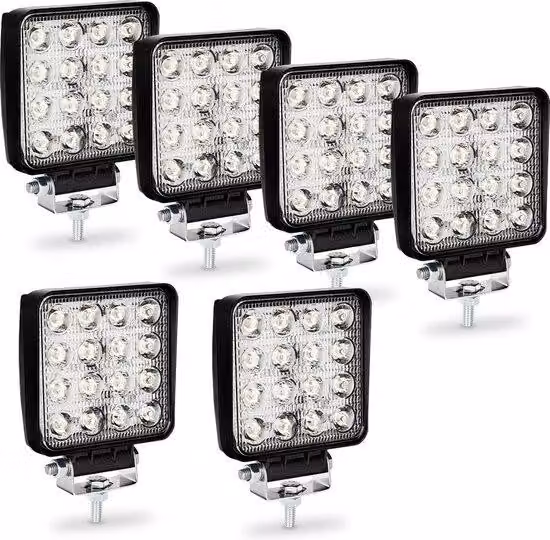 6 luci a LED da lavoro, 48W, estremamente potenti, per veicoli fuoristrada, 12V/24V. Lampada IP67, impermeabile, ideale come luce posteriore per trattori, auto, escavatori, SUV, UTV, ATV