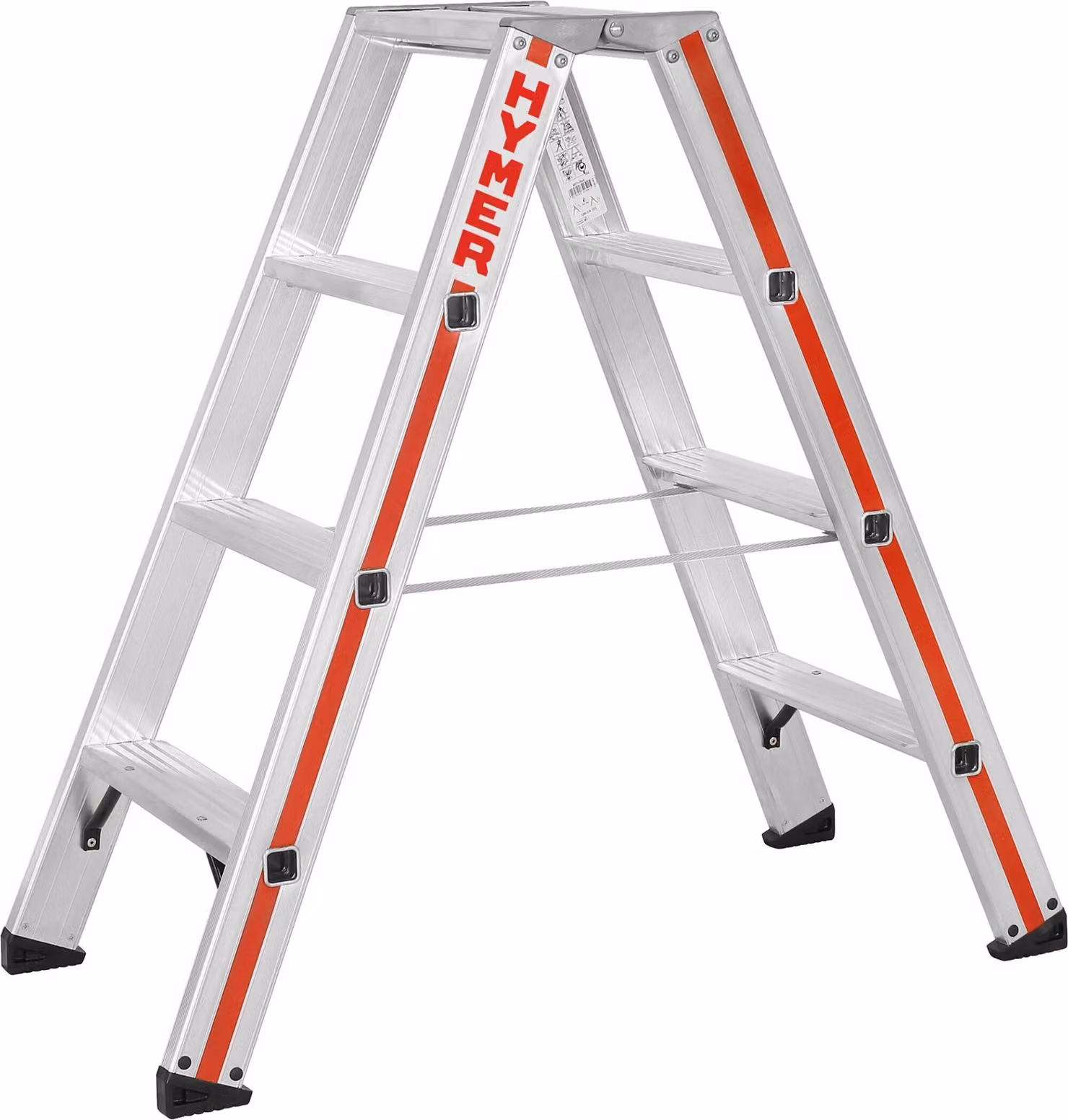 Hymer Stehleiter, 2x4 Stufen, Holm 71 mm, Länge 1,04 m, Arbeitsleiter, Leiter