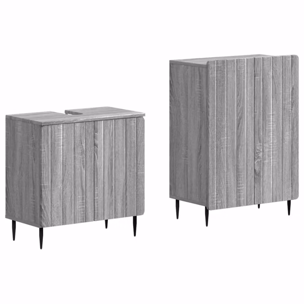 Set di mobili da bagno moderni vidaXL composto da mobile sottolavabo e mobile laterale in MDF grigio opaco – 2