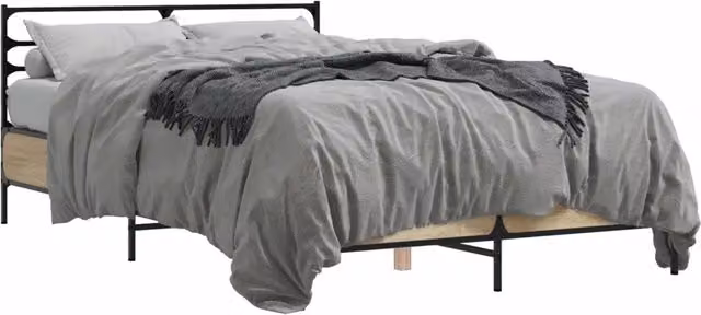 Letto matrimoniale | Letto per adulti | Giroletto Rovere Sonoma 140x200 cm in Legno Multistrato Metallo