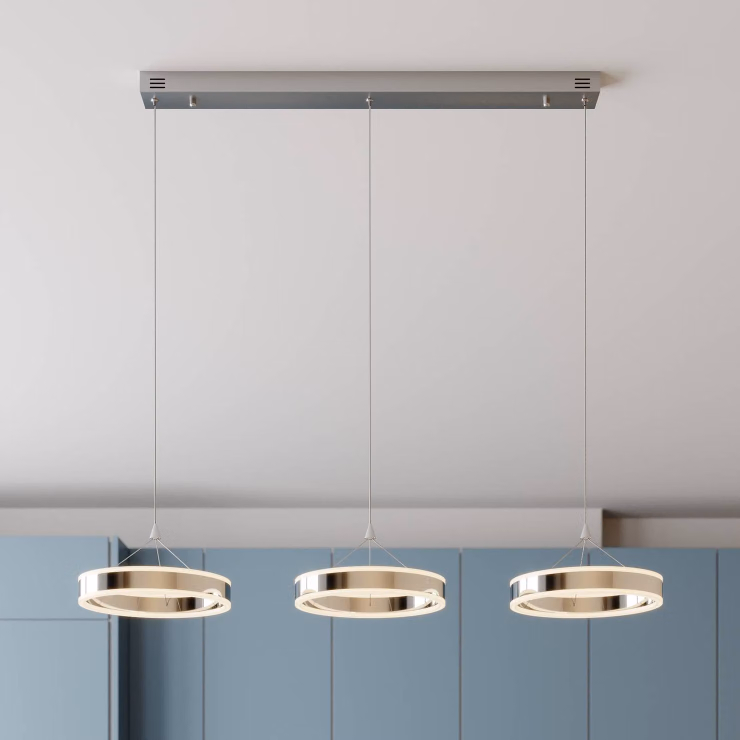 Lucande Lampada LED a sospensione Lyani, 115 cm, 3 luci, cromo, dimmerabile Lyani Lucande,, Cromo / Argento, Soggiorno / Sala da pranzo, Metallo, Moderno
