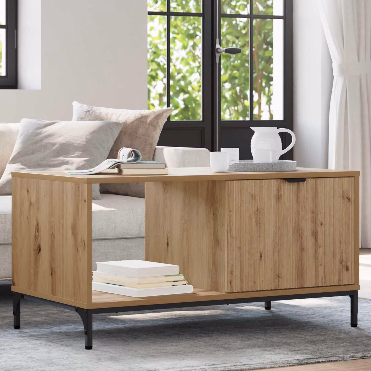 Maison Exclusive - Tavolino Artisan in rovere 90 x 49 x 46 cm Materiale ligneo