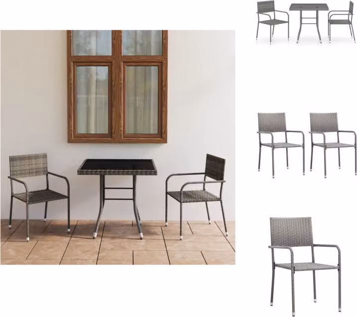 vidaXL Set da pranzo da giardino 3 pezzi in poly rattan antracite e grigio - Set di mobili da giardino