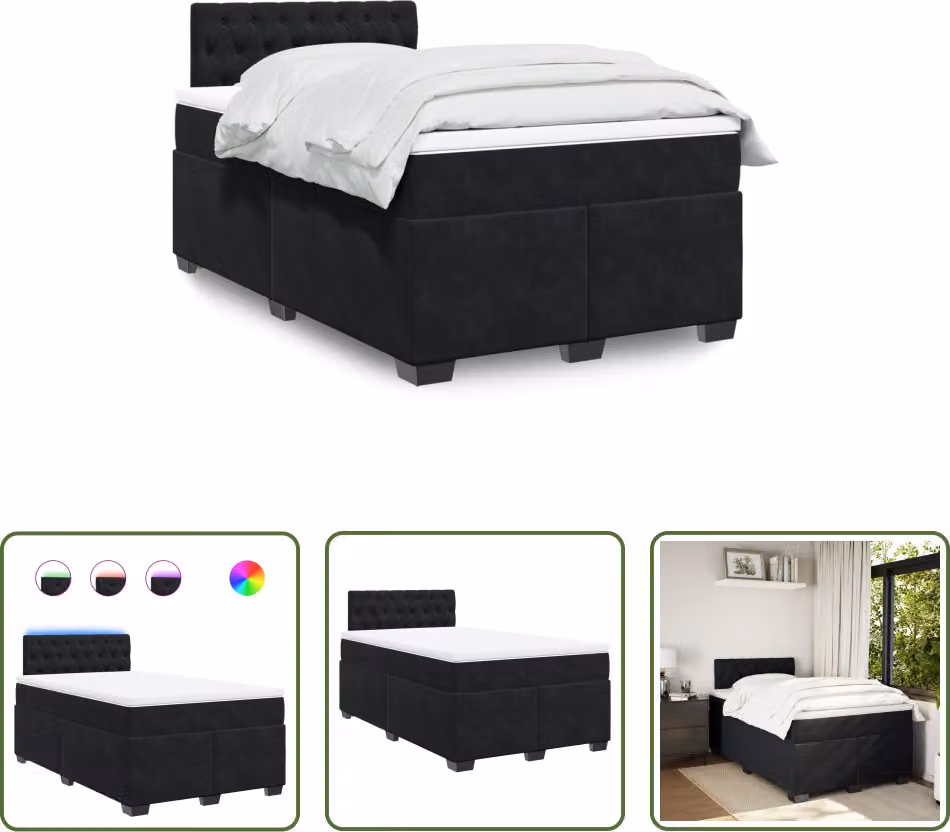 The Living Store Letto a molle con materasso nero 120x190 cm in velluto