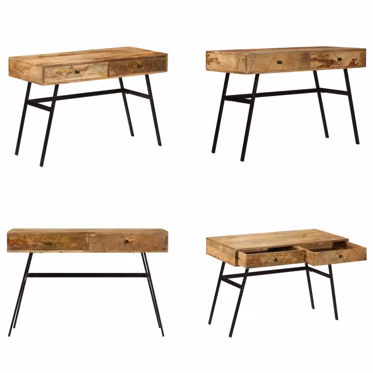 vidaXL Scrivania con cassetti in legno massiccio di mango 110×50×76 cm - Scrivania - Scrivanie - Scrivania da ufficio - Scrivanie da ufficio