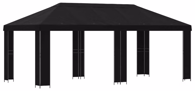 Gazebo da giardino 6 x 3 m Nero Poliestere e Acciaio 190