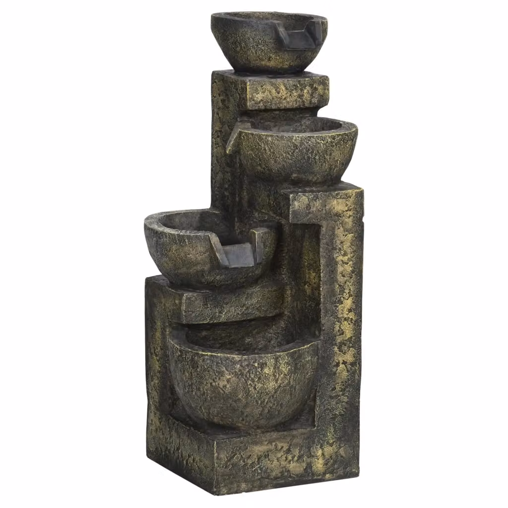 Fontana d'Acqua a Cascata Xylo a 4 Livelli Multicolor con Pompa L 25 cm, P 24 cm, H 60 cm – 2