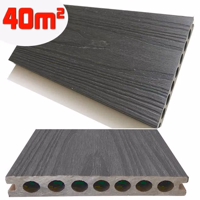 Listone WPC 3D SUPRAM HD co-estruso per pavimentazione decking colore Grigio effetto legno L: 220 cm, P: 13,8 cm, H: 2,2 cm