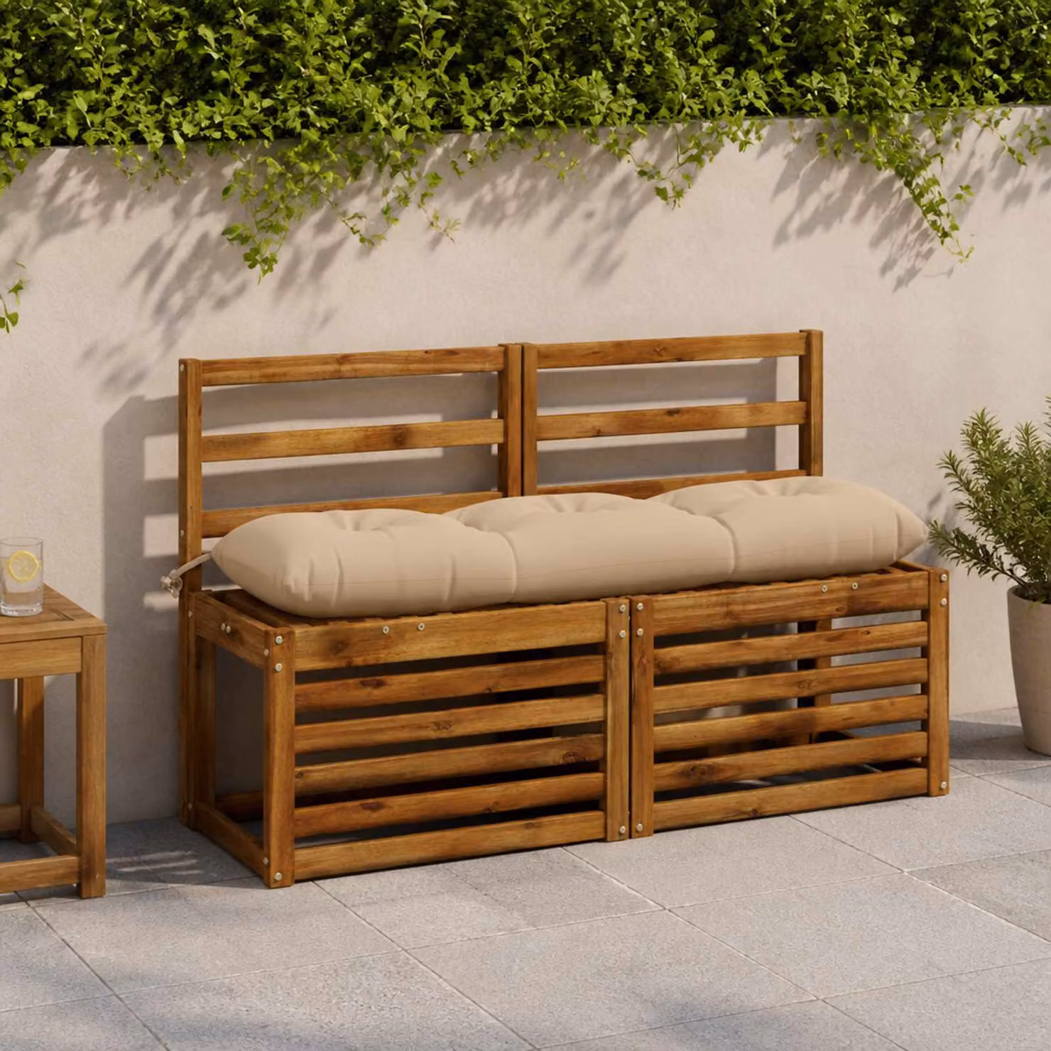 vidaXL Cuscino per panchina VIANEN beige in poliestere con imbottitura in schiuma e copertina rimovibile L: 120 cm