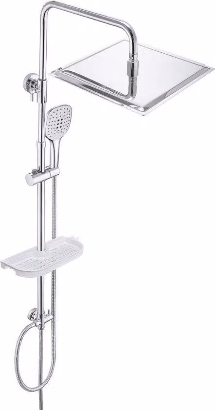 Sistema doccia - Acciaio inox - Doccia a pioggia - Completo - 30x30 cm - Regolabile - Set doccia
