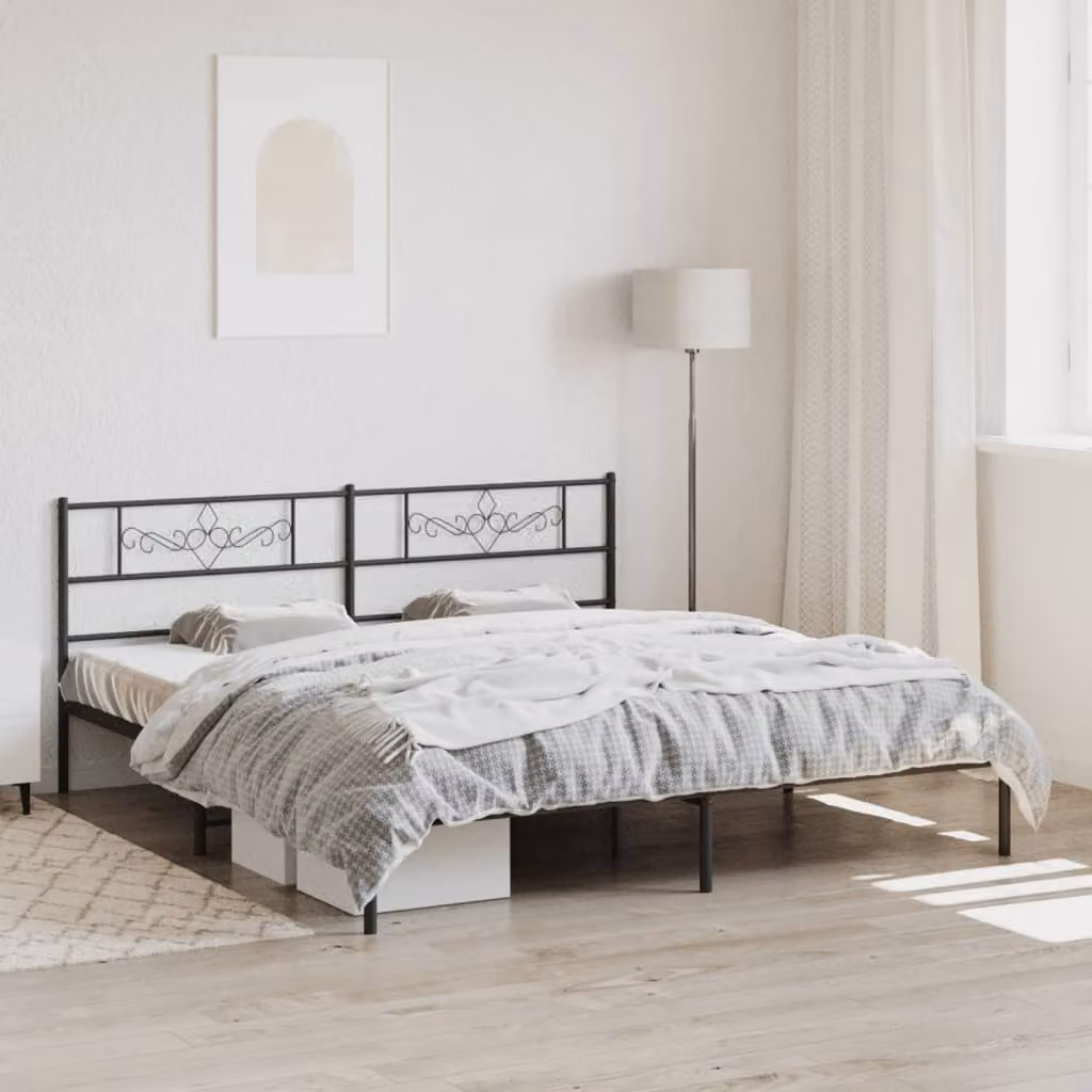 vidaXL Giroletto con Testiera in Metallo Nero L/P: 180 x 200 cm