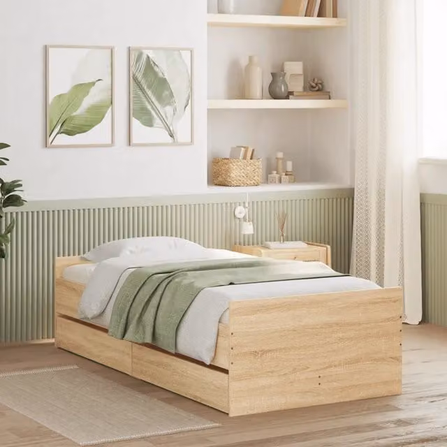 Giroletto con Cassetti-Struttura Letto con contenitore Rovere Sonoma 90x200 cm 802839