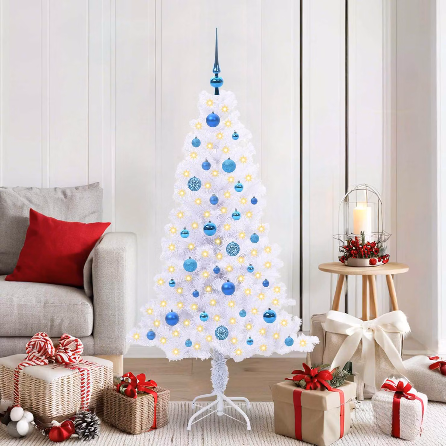 Maison Exclusive - Albero di Natale artificiale bianco, 150 cm, in PVC e acciaio