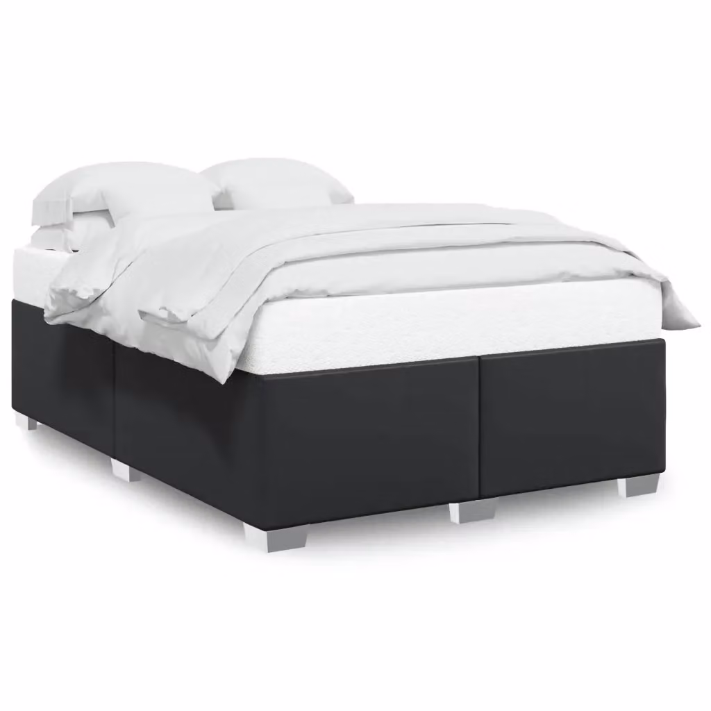 Giroletto vidaXL in similpelle nera con doghe in legno, L 160 cm x P 200 cm – 2