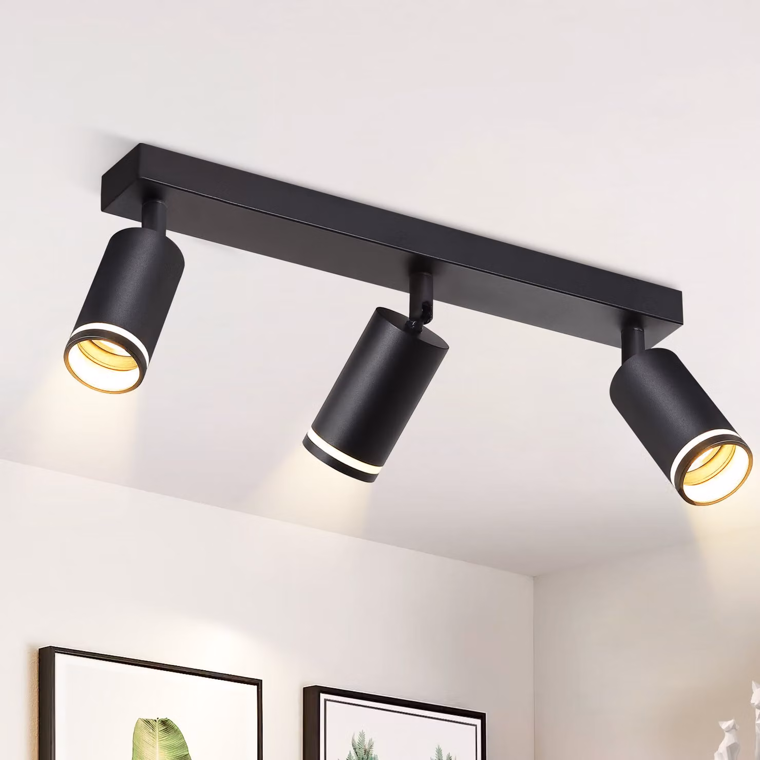 ZMH LED plafoniera a 3 fiamme faretto da soffitto spot neri GU10 faretto da parete orientabile in metallo per corridoio soggiorno camera da letto, senza lampadine