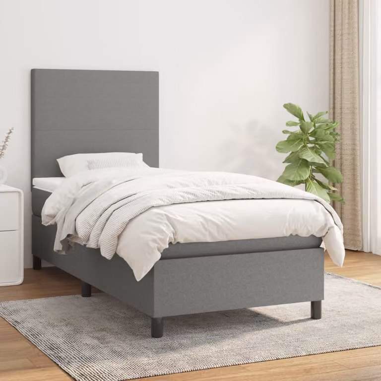 vidaXL Letto Ibrido con Giroletto a Molle e Materasso a Tasche Grigio e Bianco L/P/H: 90 x 200 cm