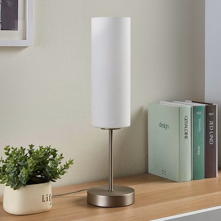 Lampada da tavolo Felice Lindby, Bianco / Opale, Soggiorno / Sala da pranzo, Vetro, Moderno, Lampada da tavolo