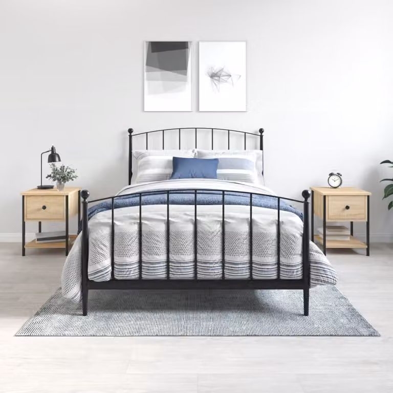Set di 2 comodini vidaXL in legno multistrato color rovere sonoma, L 34 cm x P 35,5 cm x H 45 cm