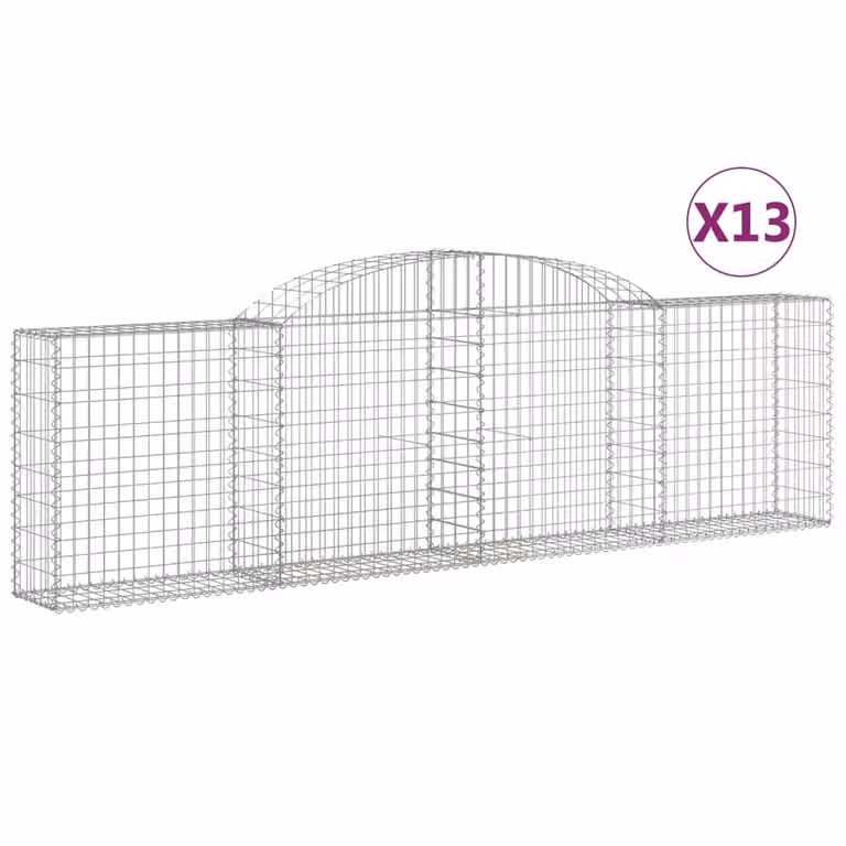 Cesti Gabbioni ad Arco 13 pz 300x30x80/100 cm Ferro Zincato