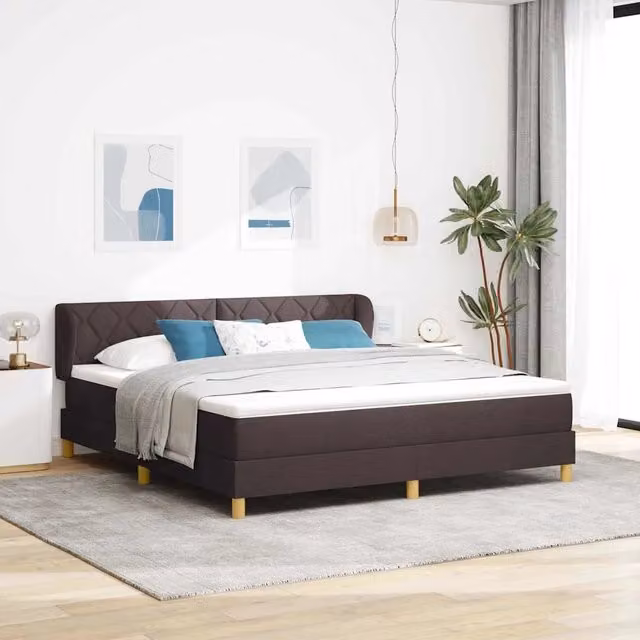 Letto a molle con testiera vidaXL in tessuto marrone L: 180 cm, P: 200 cm, H: 88 cm – 1